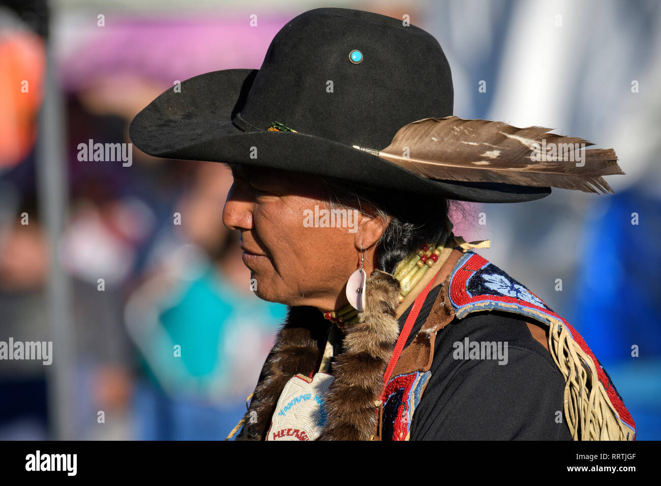 Nordamerika, Amerika, American, USA, Pacific Northwest, Washington, Warm Springs, Indian Reservation, Vertrag Tage Pow Wow, Terry Heemsah Sr., Yakima, HERR Stockfoto