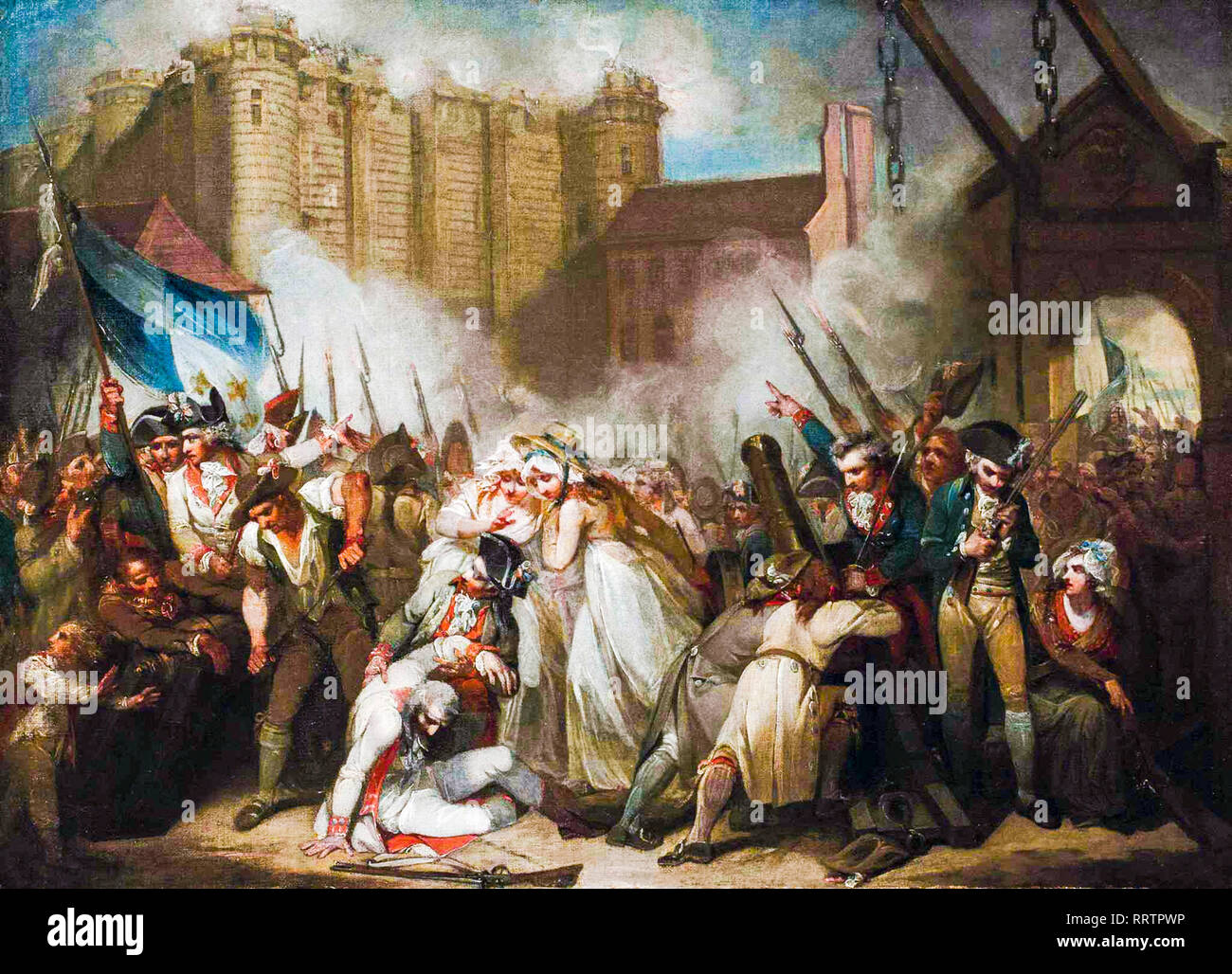Der Sturm auf die Bastille, Gemälde der Französischen Revolution von Henry Singleton, vor 1839 Stockfoto
