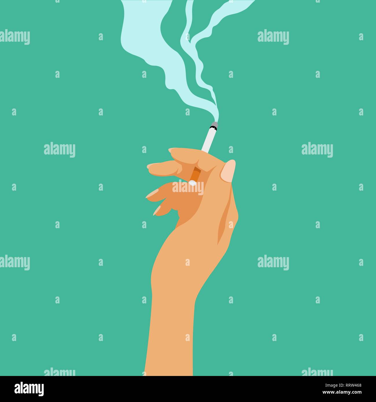 Rauchen Sucht Konzept, Zigarette in der Hand, schlechte Gewohnheit Stock Vektor