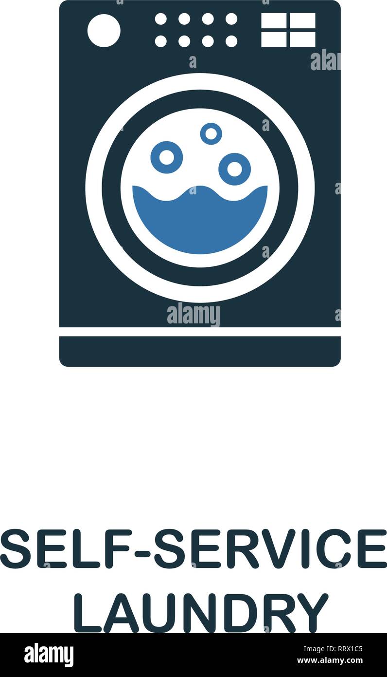 Self-Service Wäscherei Symbol. Kreative zwei Farben Design aus Reinigung icons Collection. UI und UX-Nutzung. Abbildung: Waschsalon mit Selbstbedienung Symbol Stock Vektor
