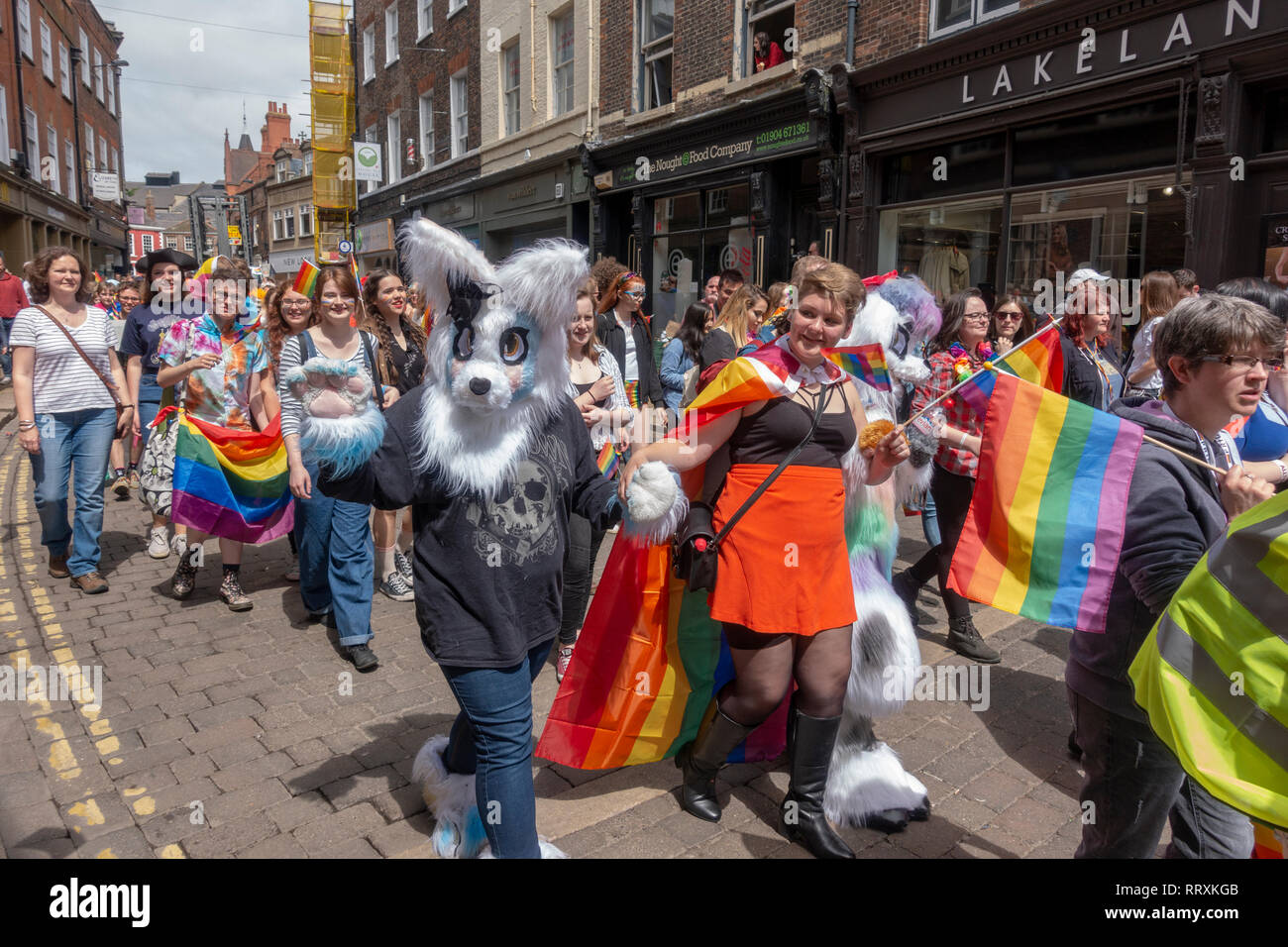 Die York Pride 2018 (York) LGBT Pride Parade, 9. Juni 2018, Stadt York, UK. Stockfoto