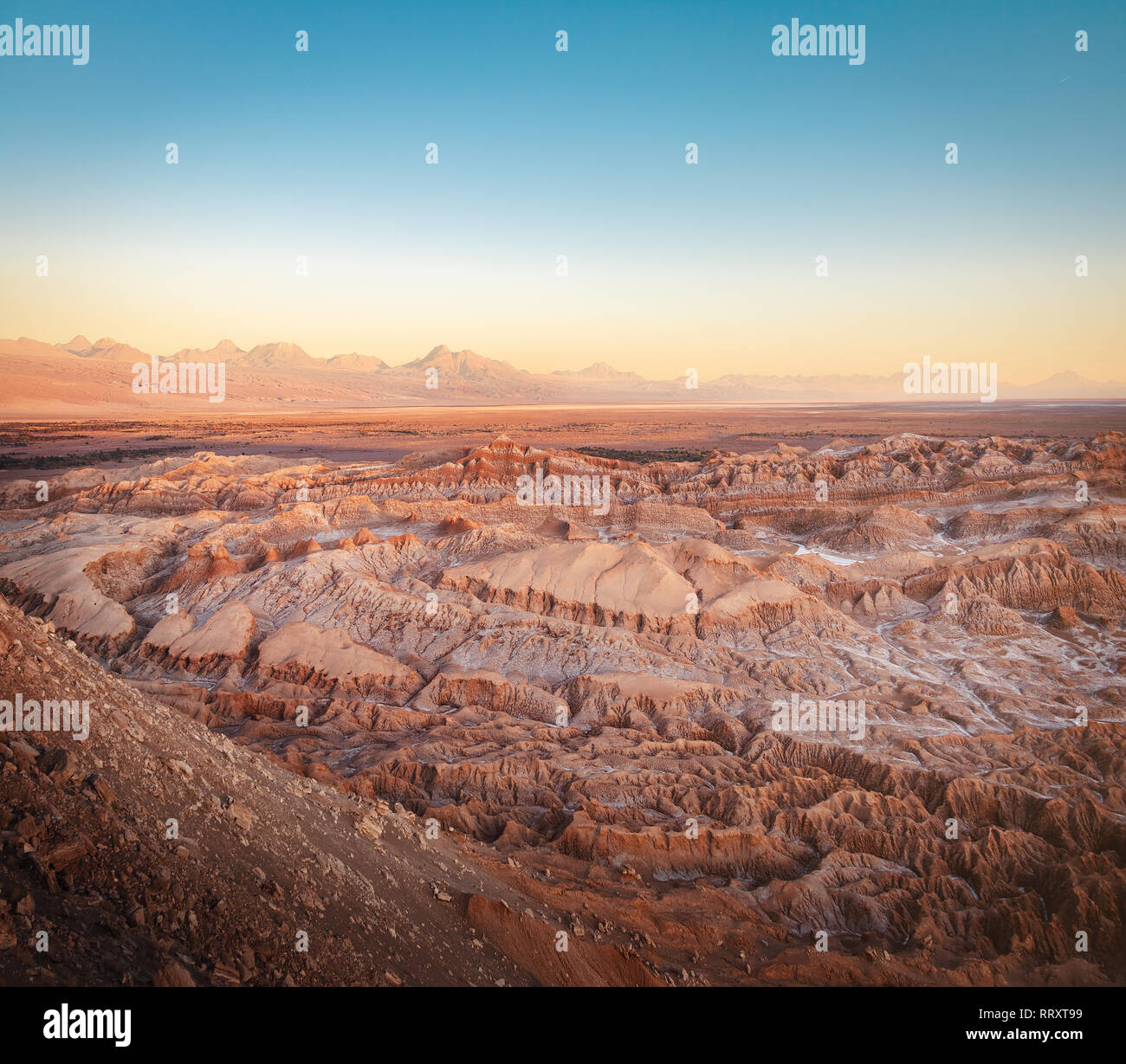 Moon Valley bei Sonnenuntergang - Atacama-wüste, Chile Stockfoto