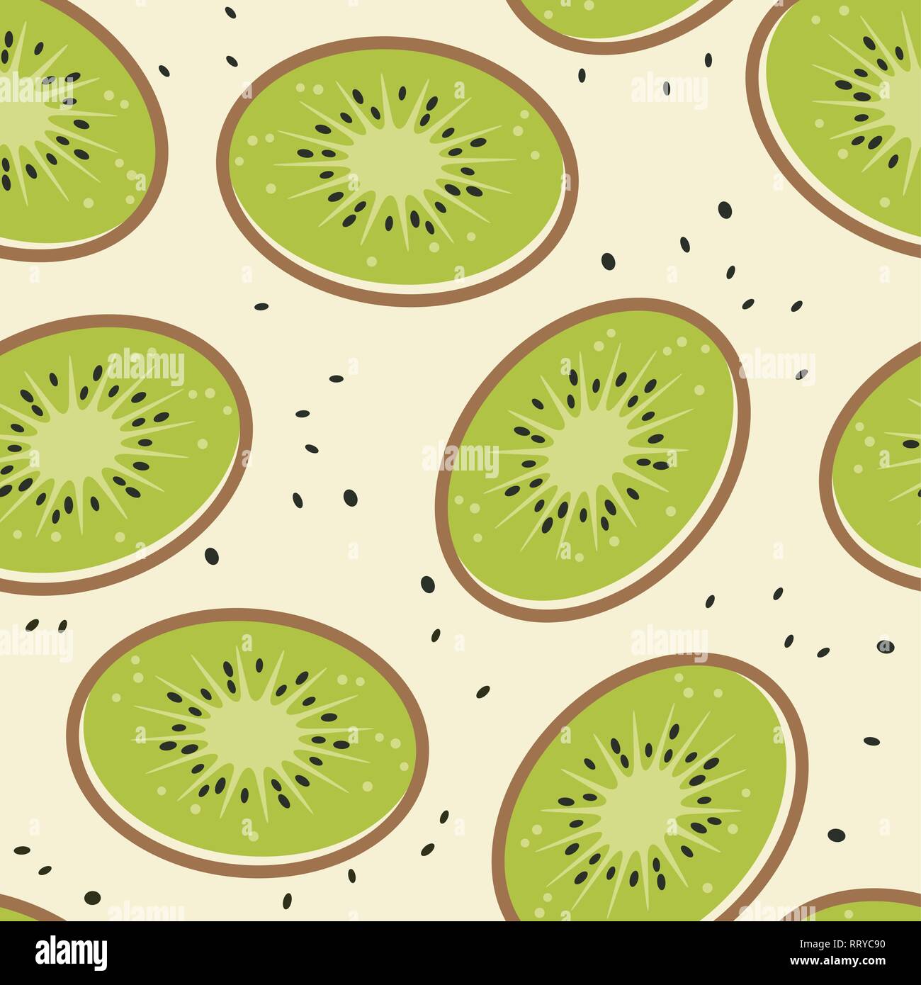 Vektor Kiwi nahtlose Muster. random Kiwi Scheiben und Kiwi Samen Stock Vektor