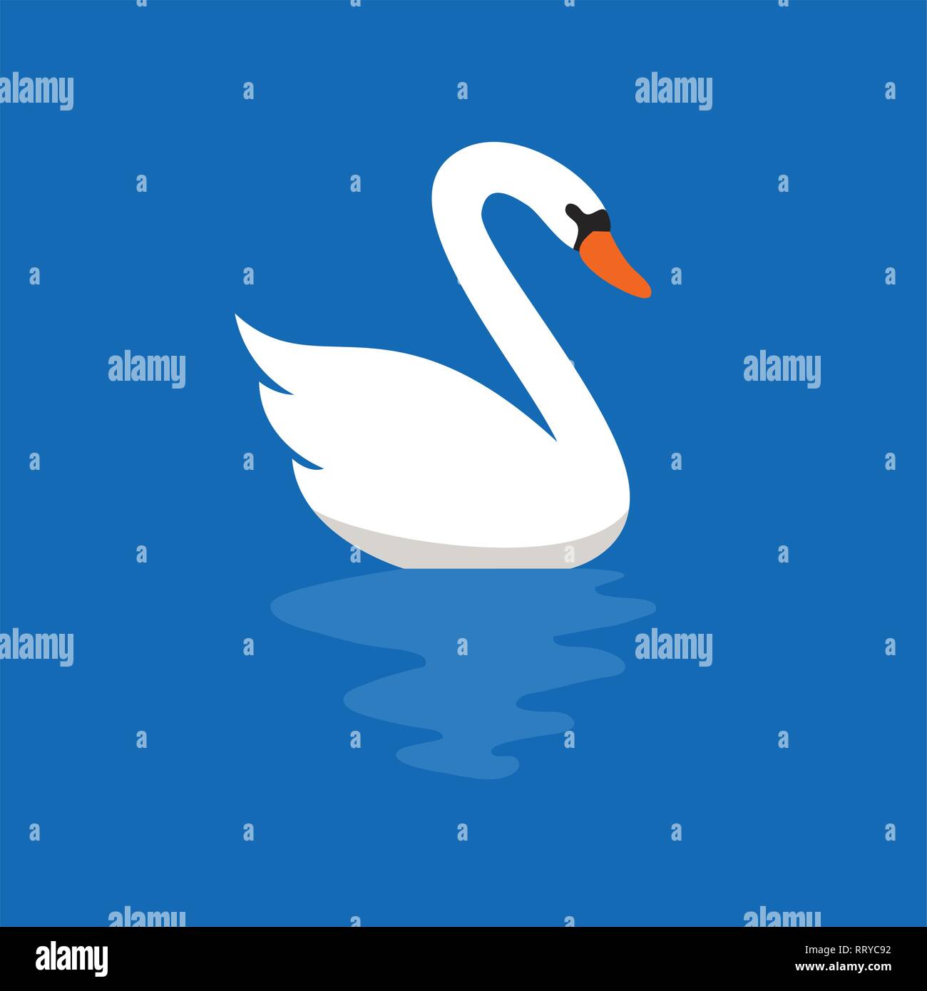 Vektor White Swan auf blauem Wasser. Natur Abbildung: See, Fluss oder Teich mit Swan Vogel Symbol Stock Vektor