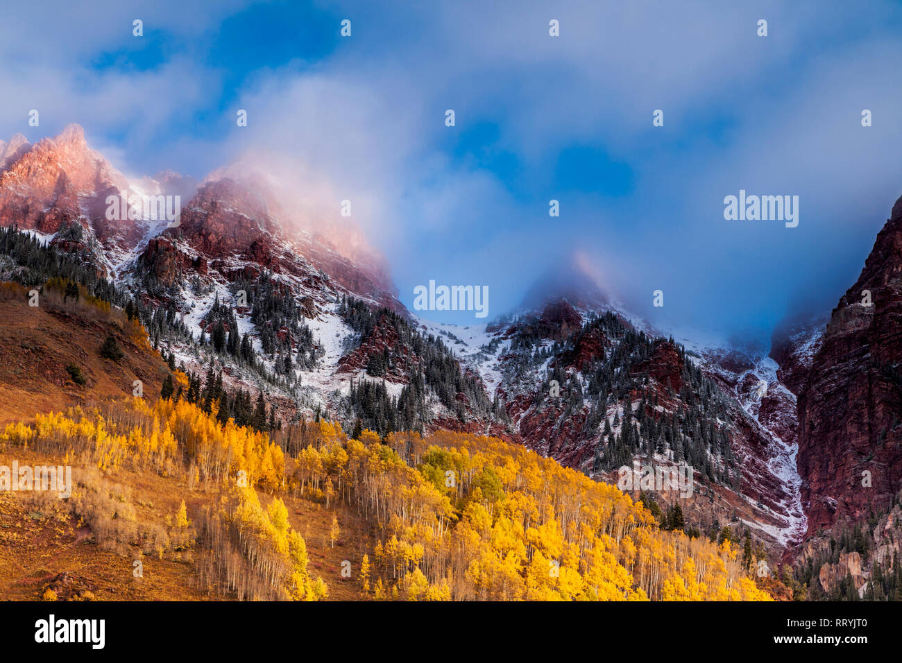 Herbst Szene in Colorado's Maroon Bereich Glocken Stockfoto