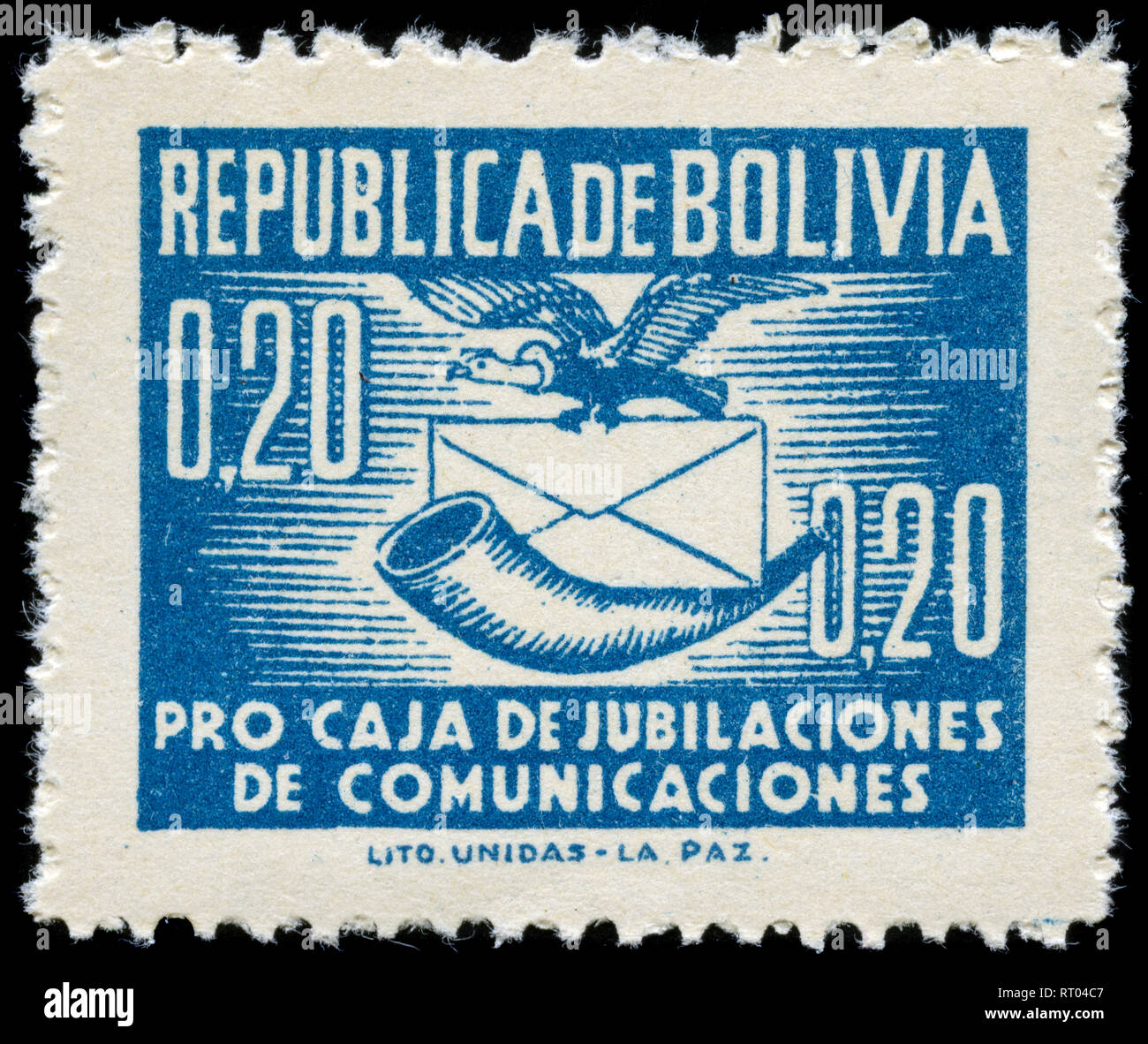 Briefmarke aus Bolivien in den Mitteilungen Symbole Serie 1951 ausgestellt Stockfoto
