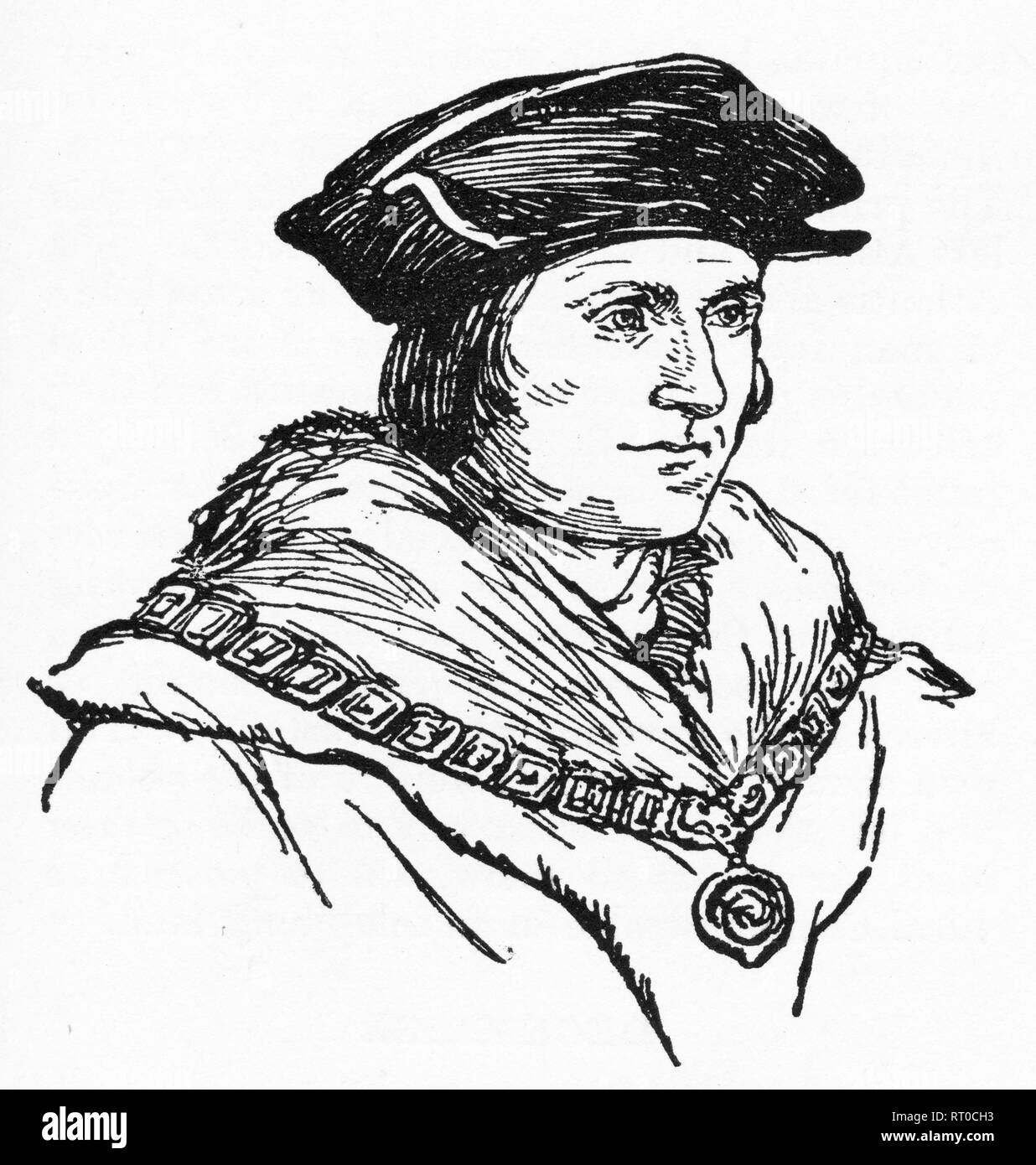 Gravieren von Sir Thomas More, berühmt für seinen Widerstand gegen den Ehebrecherischen Heirat von Henry VIII Anne Boleyn. Von Chatterbox Magazin, 1925 Stockfoto