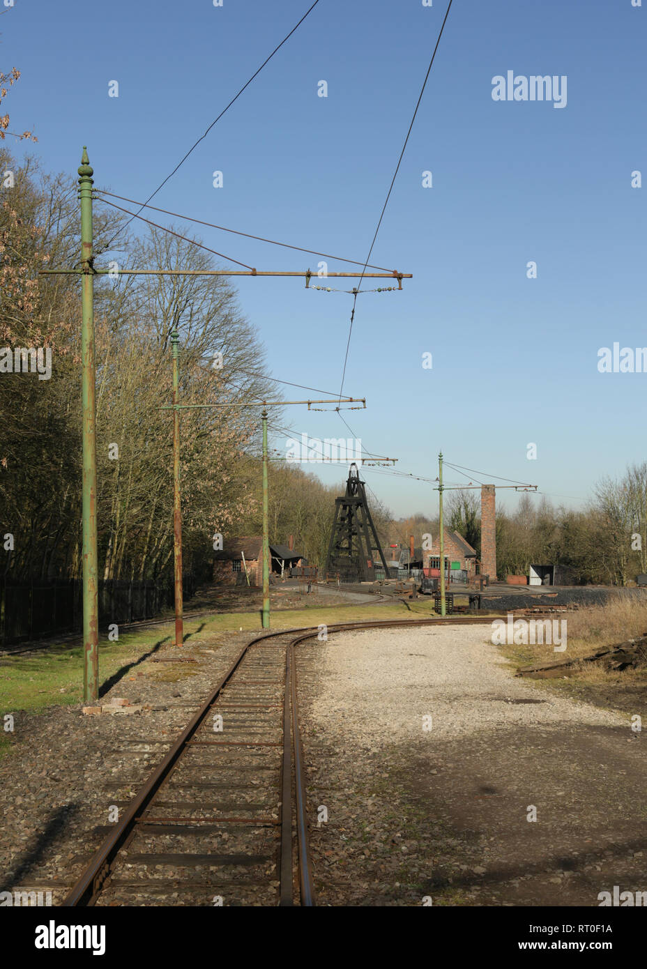 Blick auf die fahrgasse und Coal Mine im Black Country Living Museum, Dudley, West Midlands, England, Großbritannien. Stockfoto