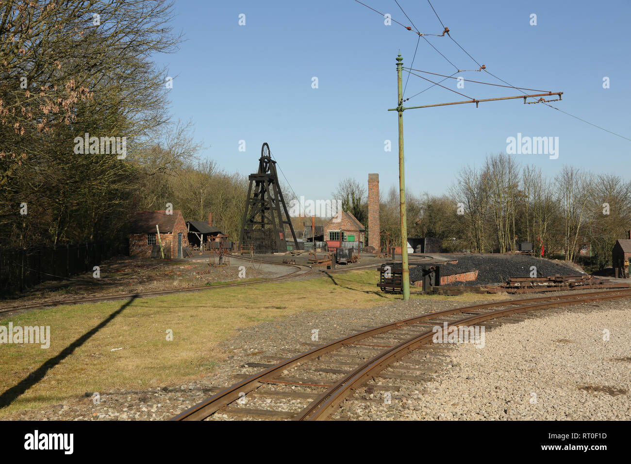 Blick auf die fahrgasse und Coal Mine im Black Country Living Museum, Dudley, West Midlands, England, Großbritannien. Stockfoto