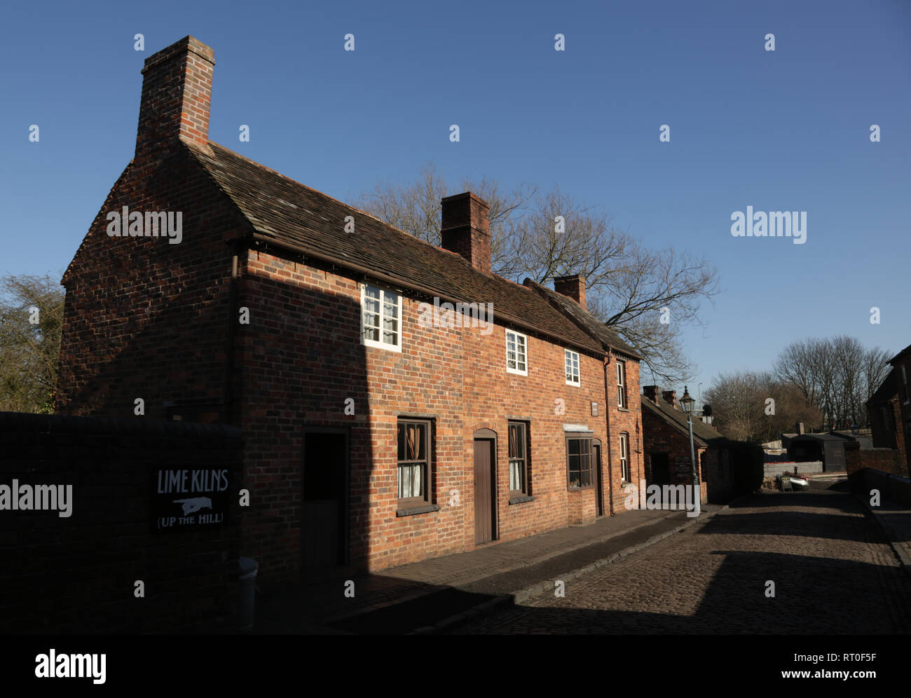 Eine Reihe von Cottages im Black Country Living Museum, Dudley, West Midlands, England, Großbritannien. Stockfoto