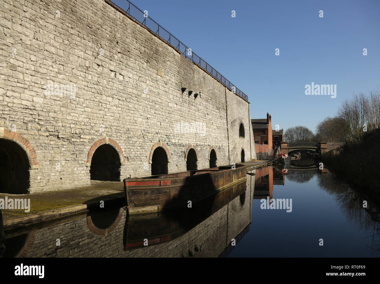 Kanal Kalköfen im Black Country Living Museum, Dudley, West Midlands, England, Großbritannien. Stockfoto