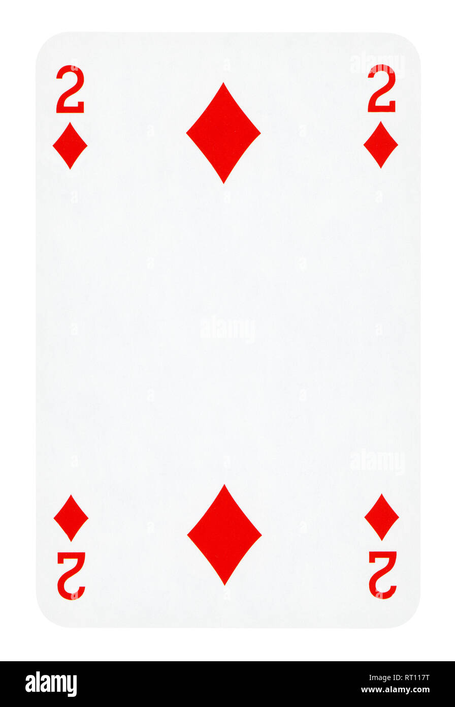 Zwei von Diamond Karte - isoliert auf weißem (clipping path enthalten) Stockfoto