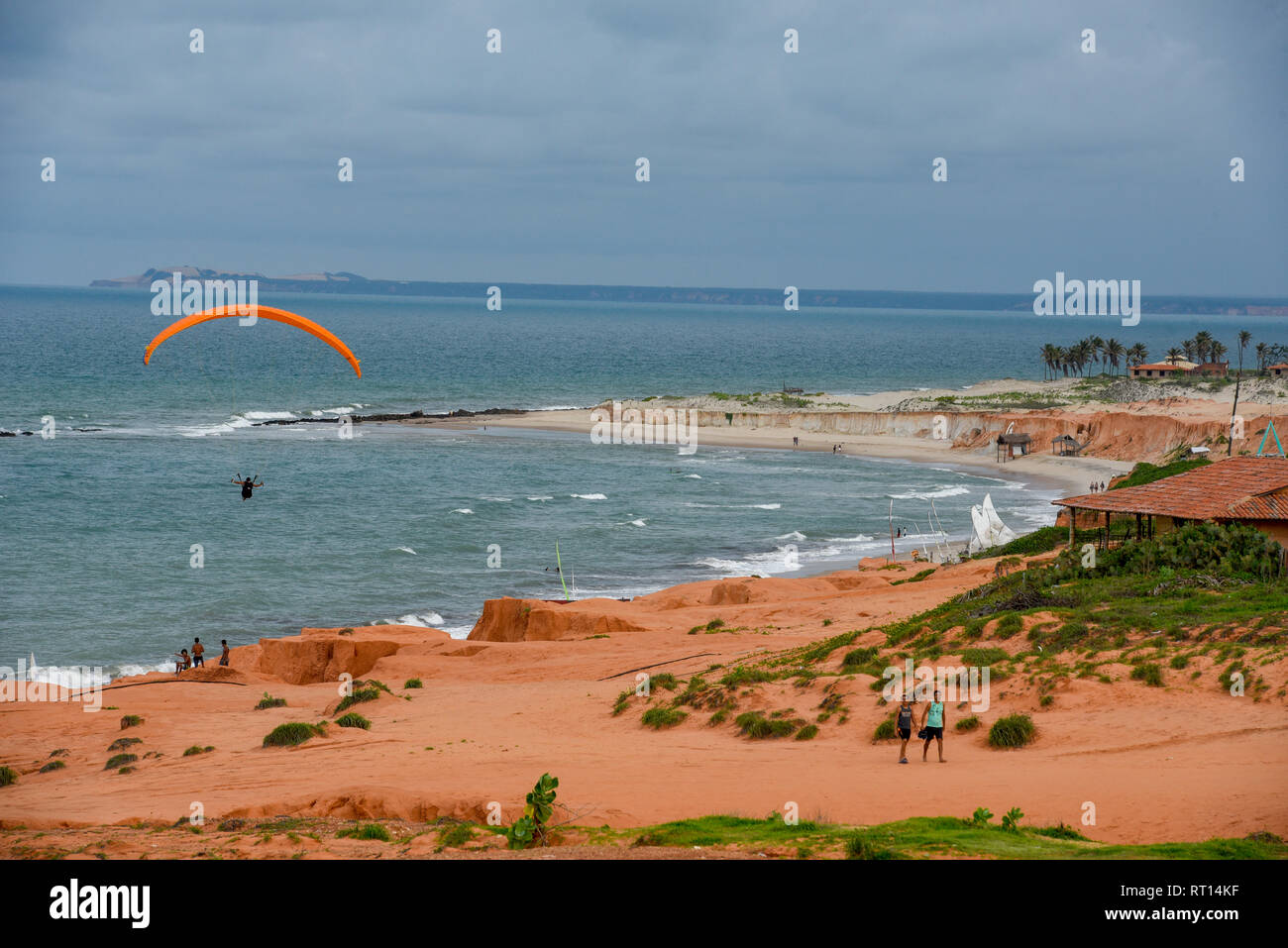 Canoa Quebrada, Brasilien - 18. Januar 2019: Der Strand von Canoa Quebrada auf Brasilien Stockfoto