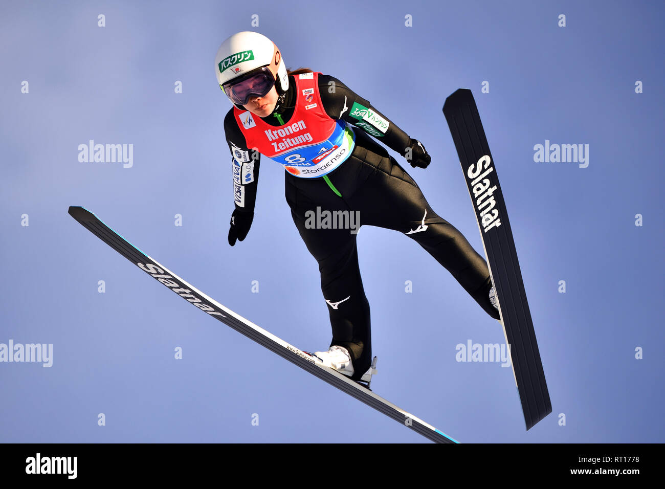Sara TAKANASHI (JPN), Jump, Aktion, Single Action, Rahmen, Ausschneiden, vollen Körper, ganze Figur. Skispringen Damen Team, Team Springen, Skispringen Damen Normal Hill Team am 26.02.2019. Nordische Ski-WM 2019 in Seefeld/Österreich vom 19.02.-03.03.2019. | Verwendung weltweit Stockfoto