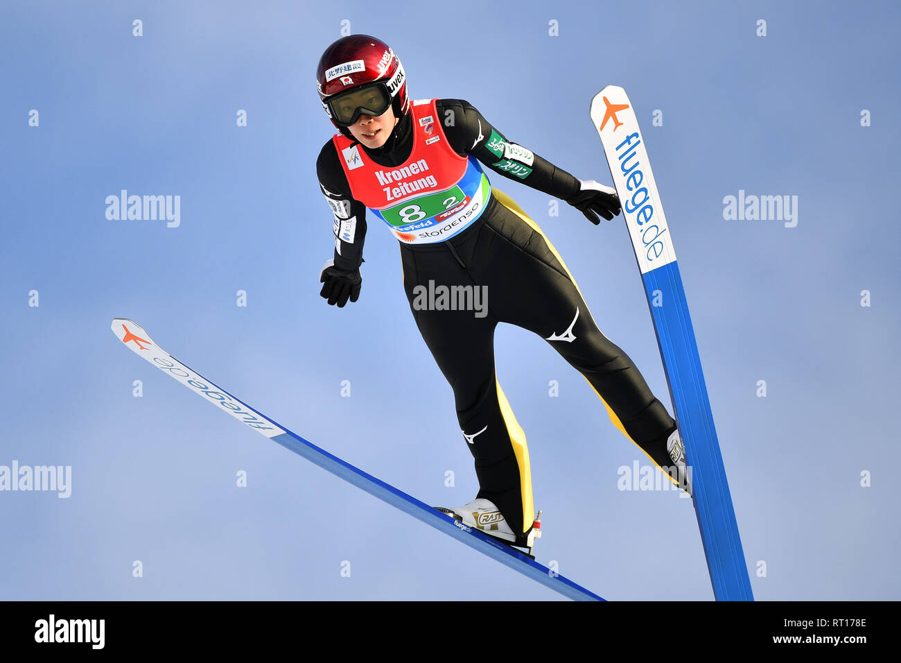 Kaori IWABUCHI (JPN), Jump, Aktion, Single Action, Rahmen, Ausschneiden, vollen Körper, ganze Figur. Skispringen Damen Team, Team Springen, Skispringen Damen Normal Hill Team am 26.02.2019. Nordische Ski-WM 2019 in Seefeld/Österreich vom 19.02.-03.03.2019. | Verwendung weltweit Stockfoto