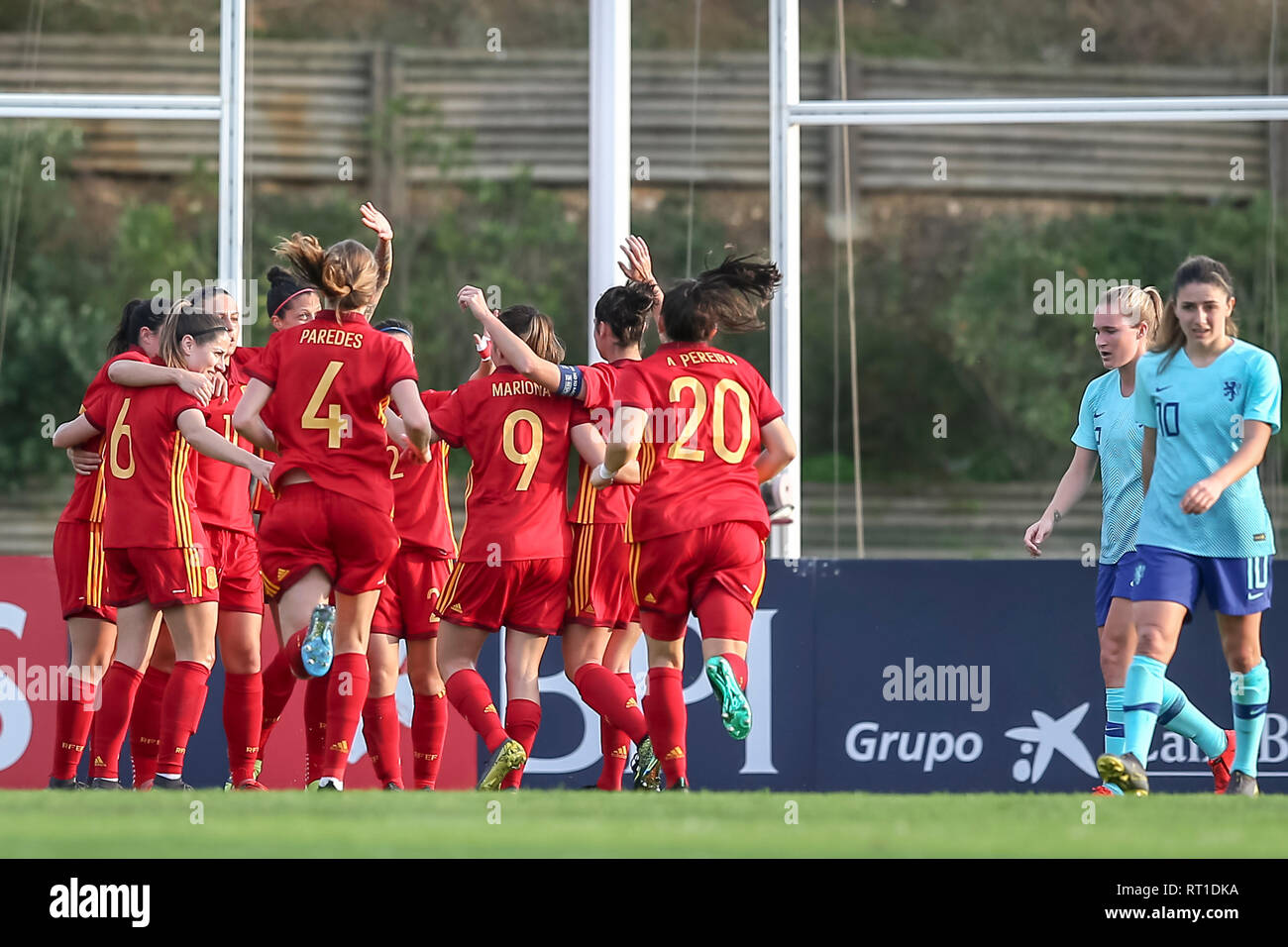 PARCHAL GEFÜHRT, 27-02-2019, Bela Vista Municipal Stadium, Algarve Cup 2019, Niederlande - Spanien (Frauen), 1-0 für Spanien während des Spiels Niederlande - Spanien (Frauen) Stockfoto