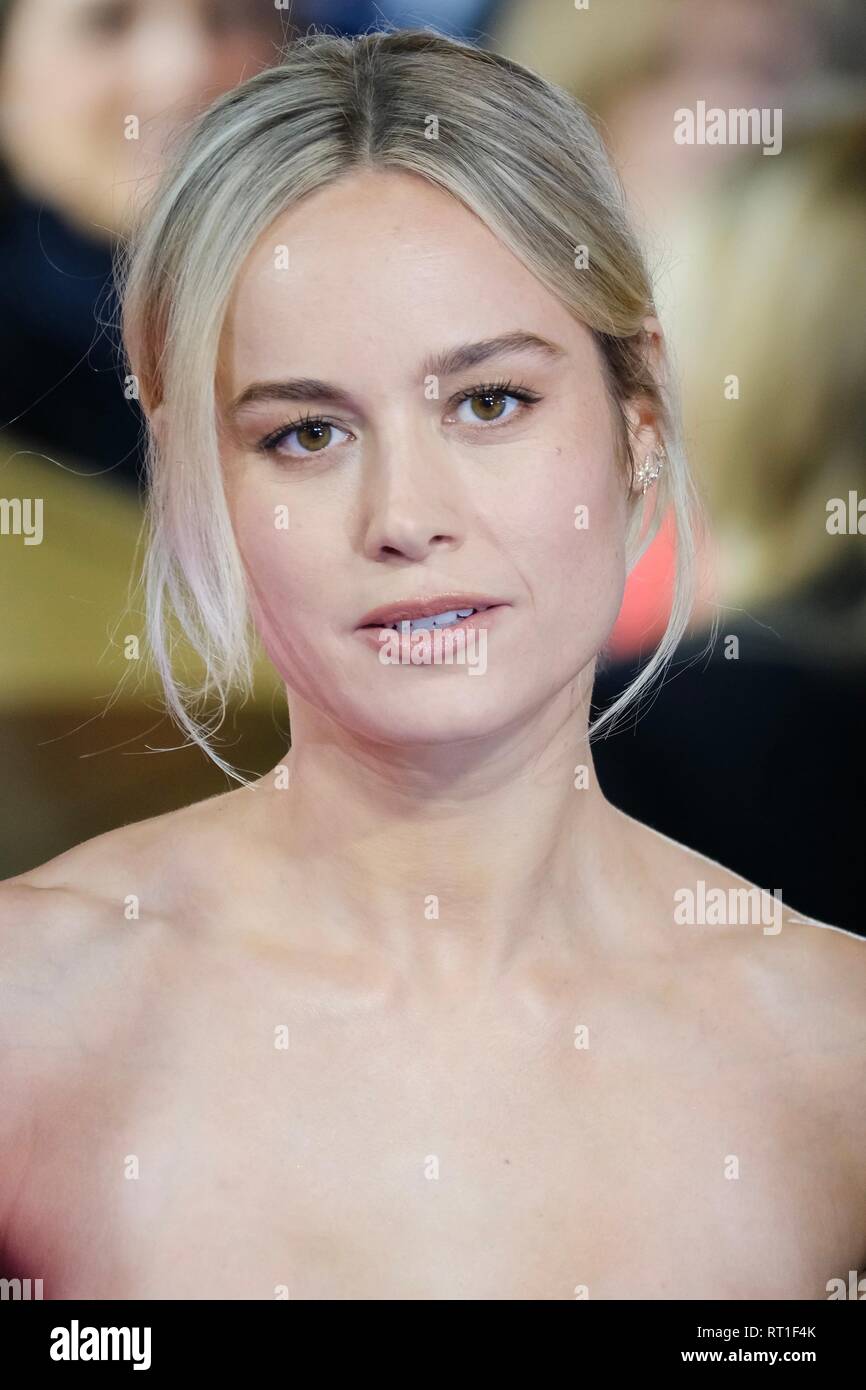 London, Großbritannien. 27 Feb, 2019. Brie Larson auf europäischer Gala von Captain Marvel im Curzon Mayfair am Mittwoch, Februar 27, 2019. Bild von Julie Edwards Credit: Julie Edwards/Alamy leben Nachrichten Stockfoto