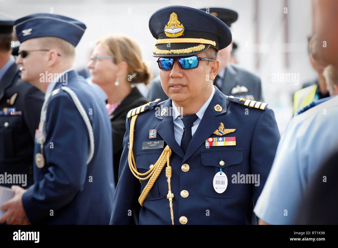 Gruppe Kapitän Chanavee der Royal Thai Air Force. Viele VIP-Gäste aus der Luft Kräfte aus der ganzen Welt. Stockfoto