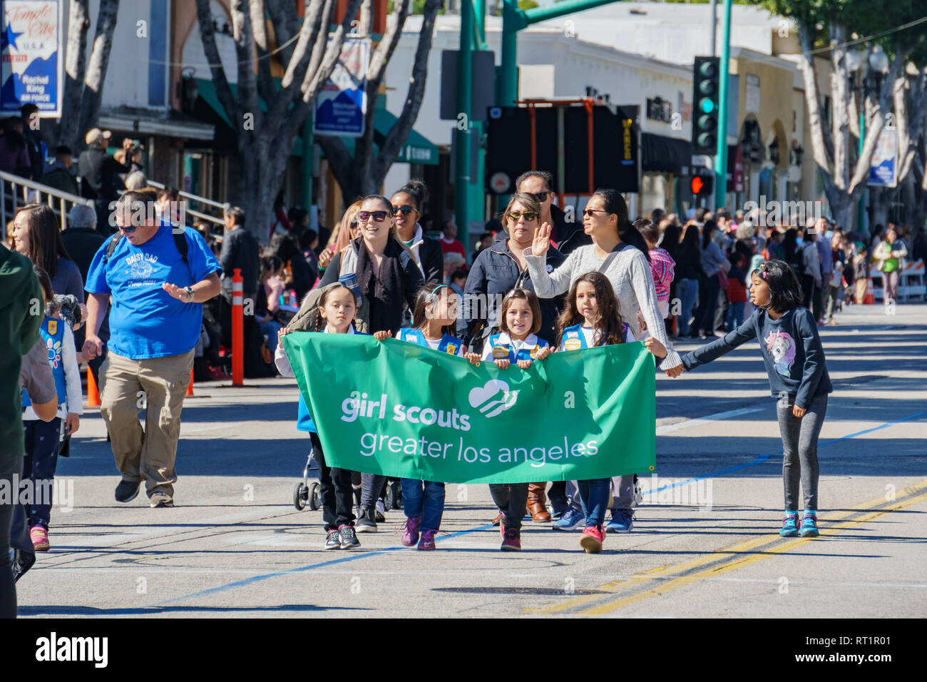 Los Angeles, FEB 23: Pfadfinderinnen in die Kamelie Festival am 23.Februar, 2019 in Los Angeles, Kalifornien Stockfoto