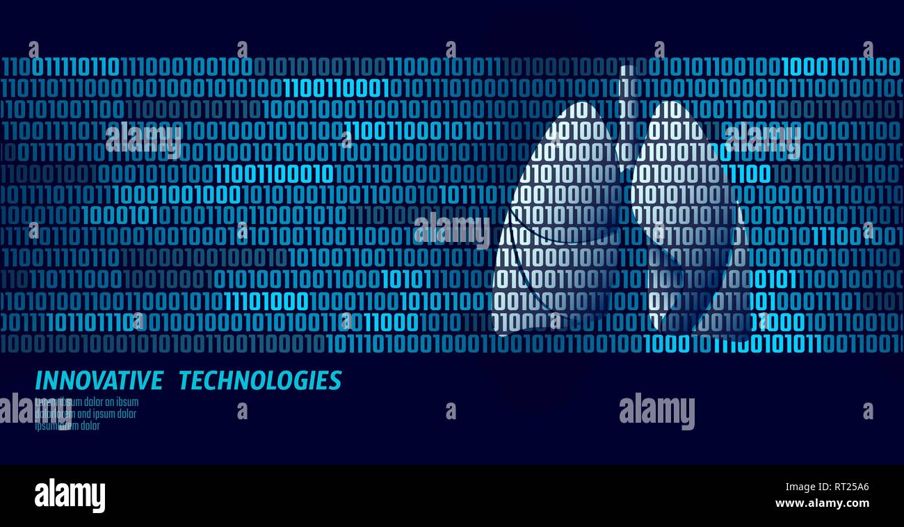 Gesunde Lunge Atemwege innere Organe. Der binäre Code Datenfluss. Doktor online innovative Technologie Vector Illustration Stock Vektor