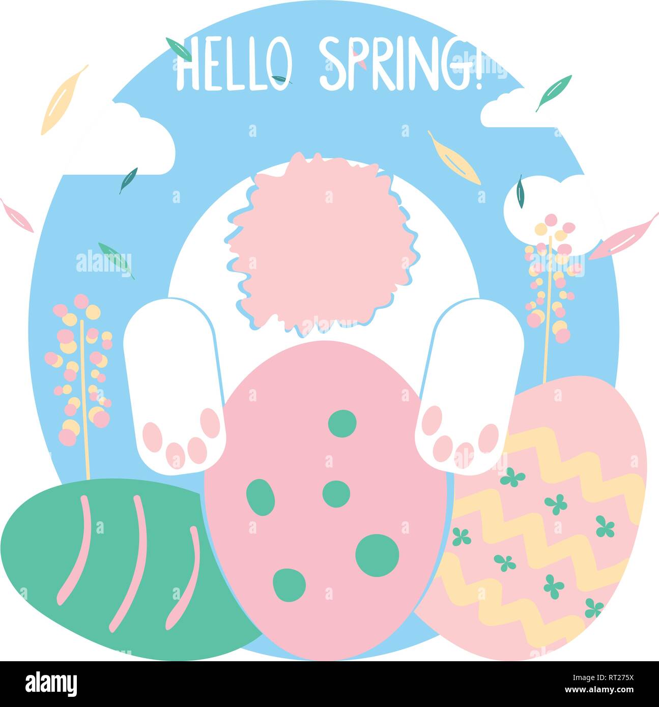 Ostern Grußkarte Design. Osterhase auf Eier Vector Illustration Stock Vektor