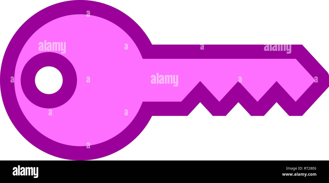 Symbol Schlüssel - Violett mit Umrisse, isoliert - Vector Illustration Stock Vektor