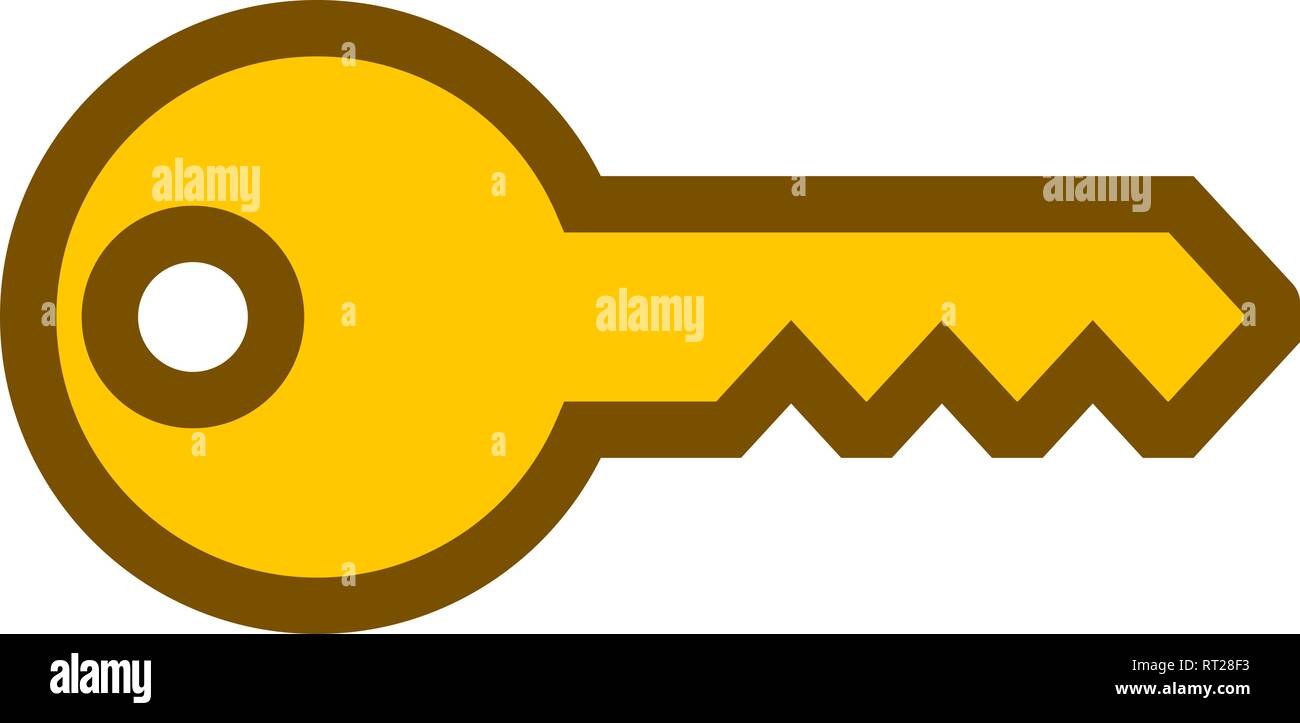 Schlussel Symbol Symbol Golden Mit Umrisse Isoliert Vector Illustration Stock Vektorgrafik Alamy
