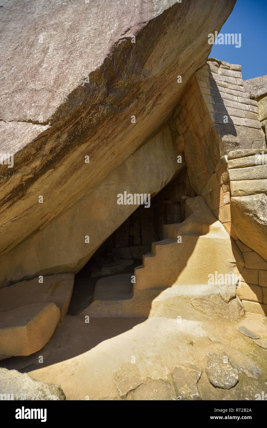 Machu Picchu, Peru - 13 Okt, 2016: Innenraum der verlorenen Stadt der Inkas Machu Picchu mit dem Tempel der Sonne Machu Picchu ist eine peruanische historischen S Stockfoto