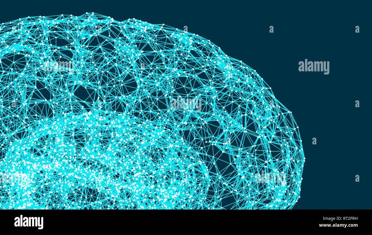 3D-Darstellung von digitalen Gehirn, abstrakten Verbindungen, Konzept der künstlichen Intelligenz und der Möglichkeiten des Geistes Stock Vektor