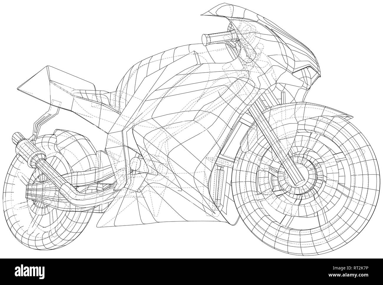 Sport Bike technische wire-frame. EPS 10-Format. Vektor erstellt von 3d Stock Vektor