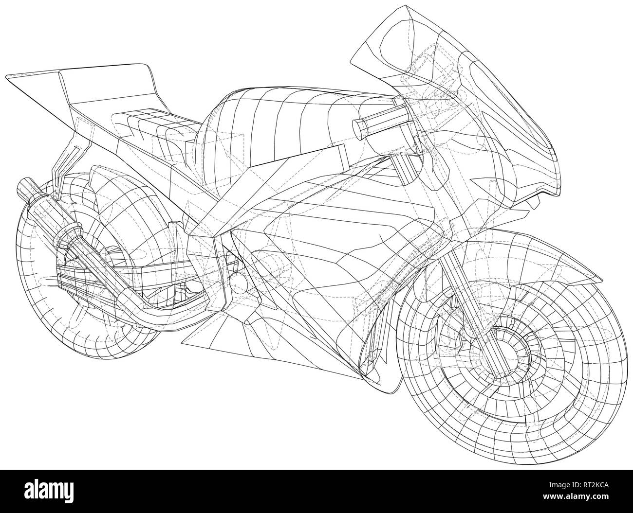 Sport Bike technische wire-frame. EPS 10-Format. Vektor erstellt von 3d Stock Vektor