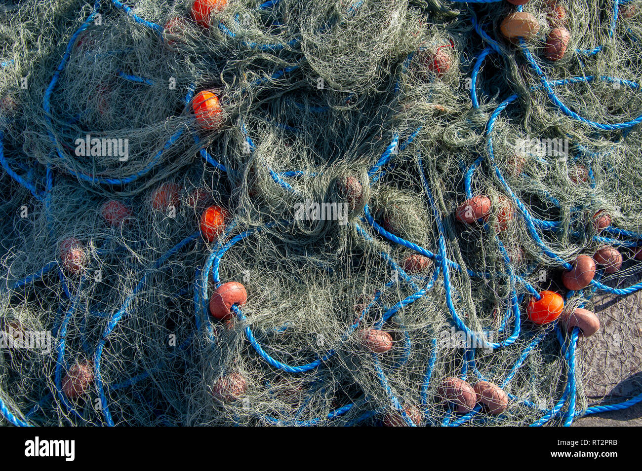 Nahaufnahme der fischernetz am Kai Stockfoto