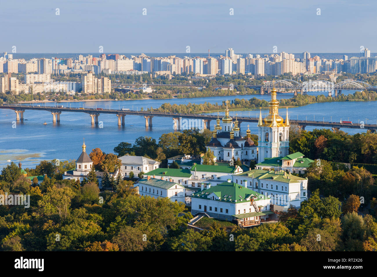 Anzeigen von Kiew Pechersk Lavra und Dnjepr. Kiew, Ukraine. Stockfoto Anzeigen von Kiew Pechersk Lavra und Dnjepr. Kiew, Ukraine. Stockfoto