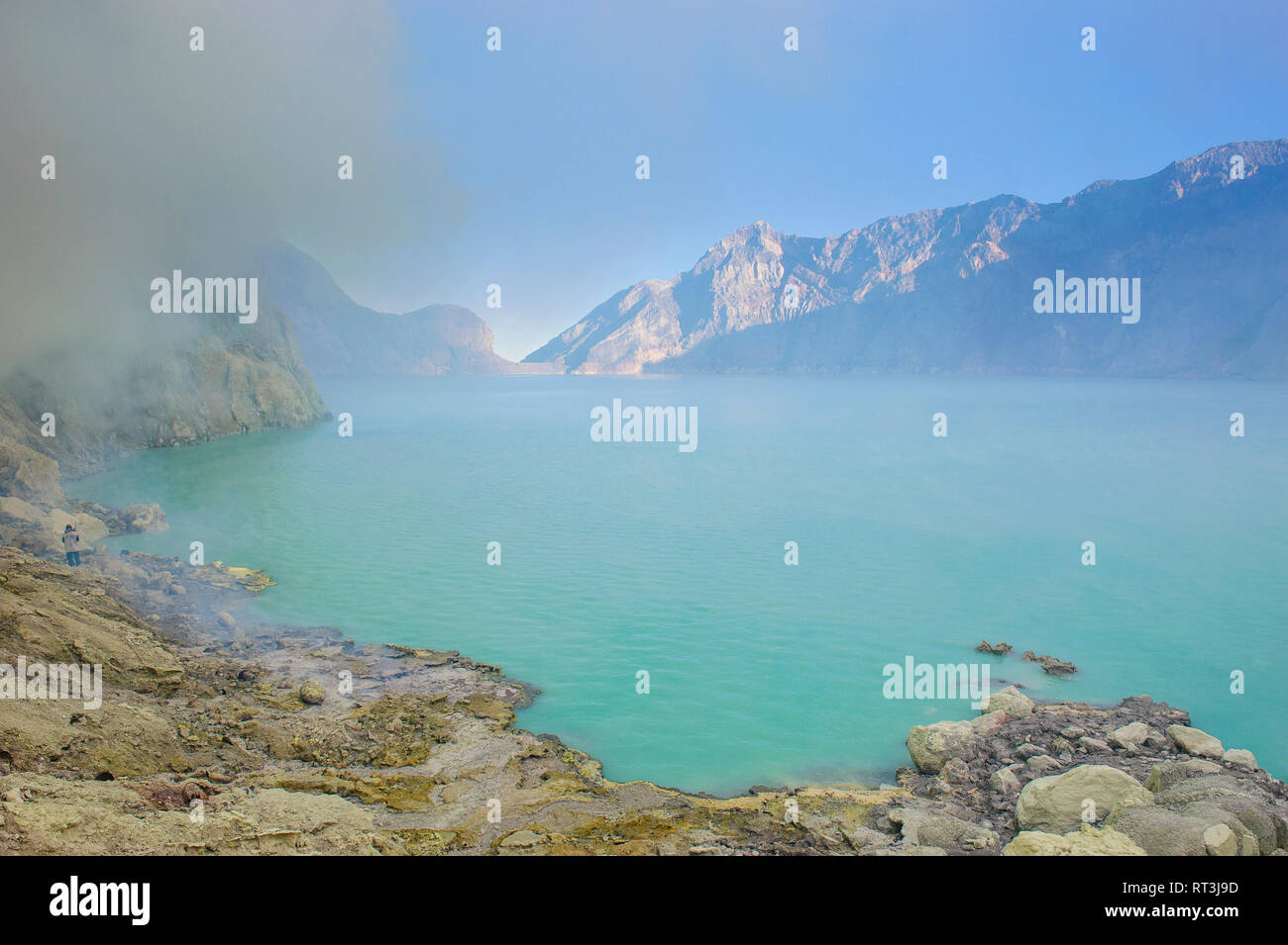 Indonesien, Java, säure Ijen Kratersee Stockfoto