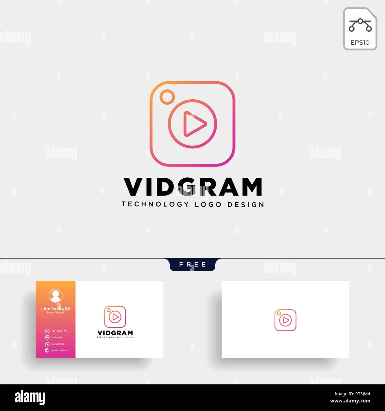 Video Gramm insta Creative line Logo template Vector Illustration icon-Element isoliert-Vektor Stock Vektor