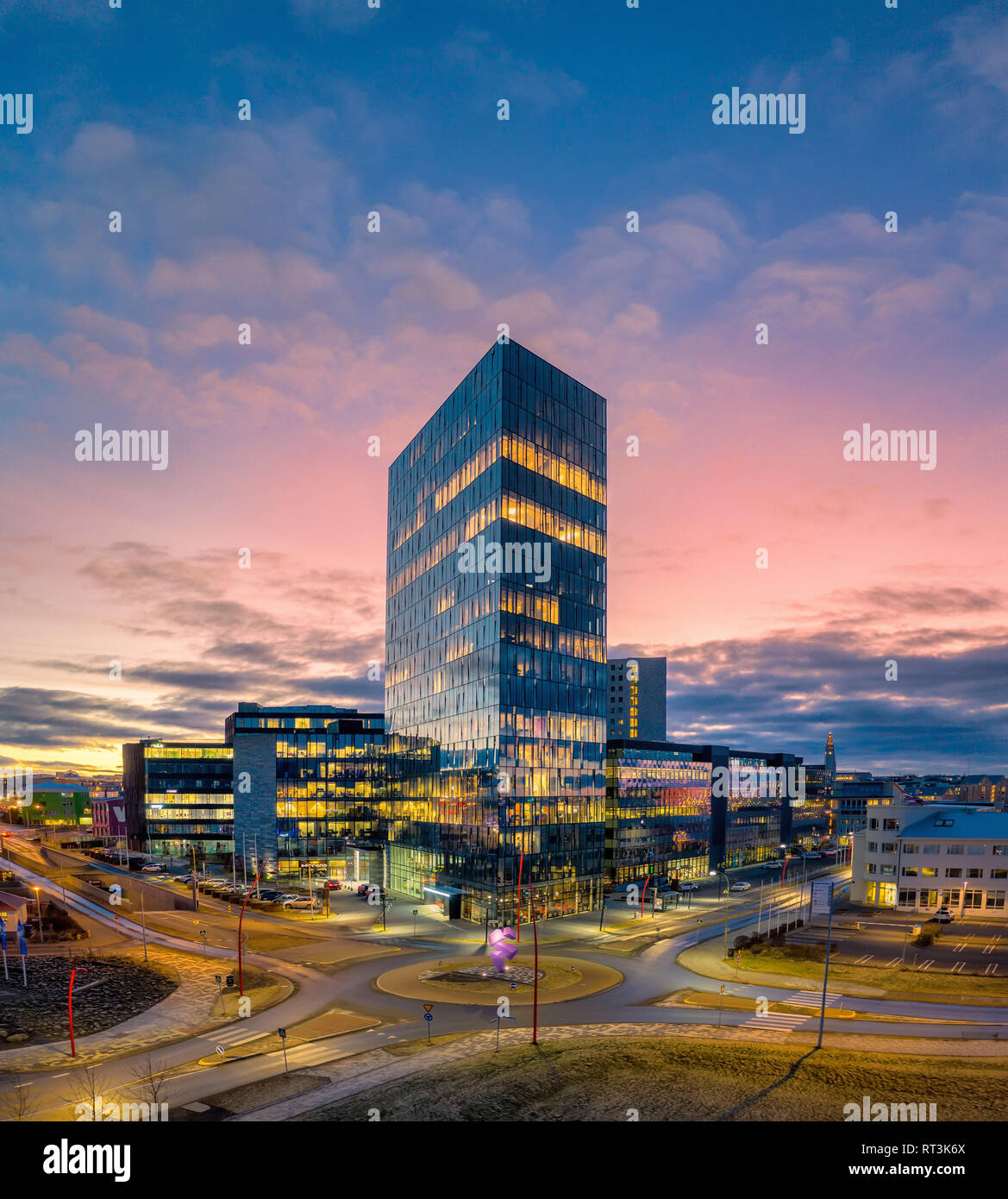 Die Hofdatun Wolkenkratzer, Reykjavik, Island Stockfoto