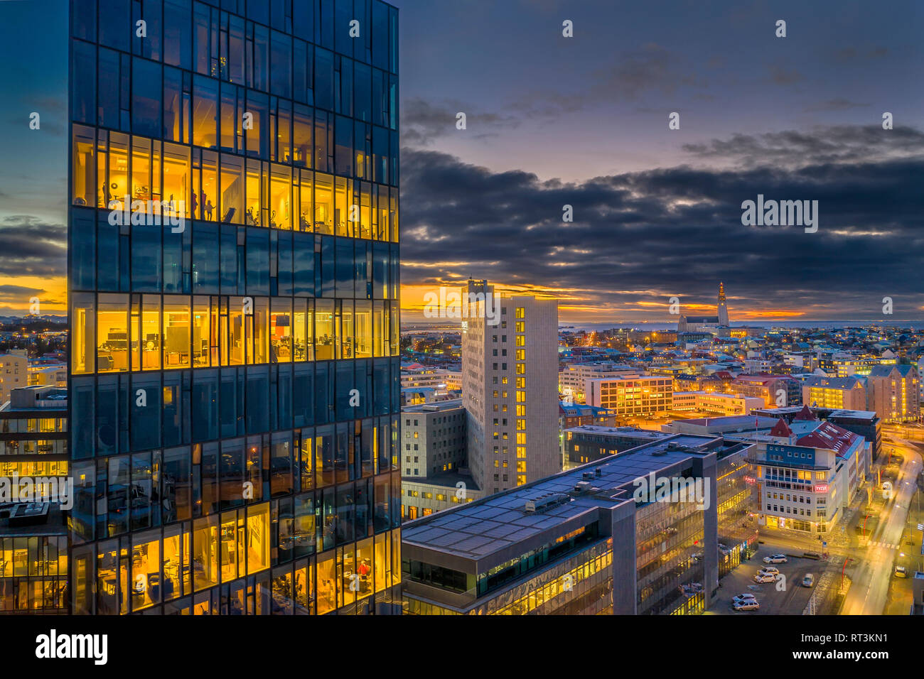 Die Hofdatun Wolkenkratzer, Reykjavik, Island Stockfoto