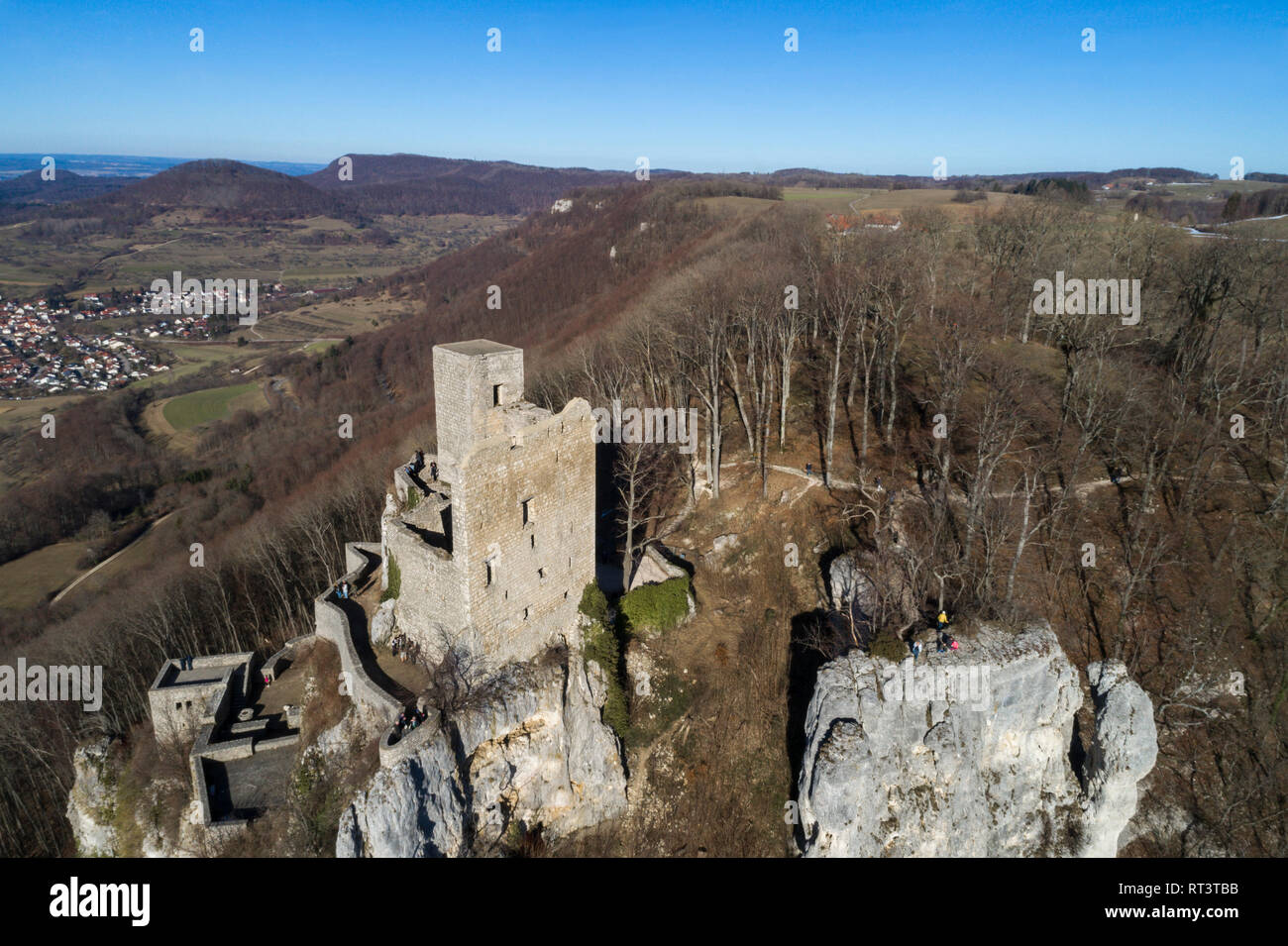 Schloss in der Nähe von neidlingen - Ruine Reussenstein, Schwäbische Alb, Deutschland Stockfoto