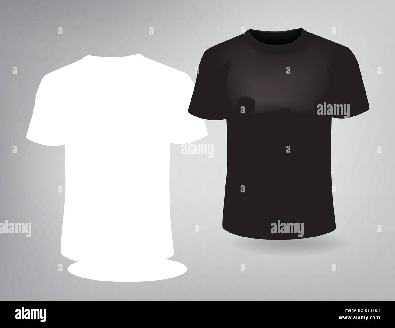 Weiße und schwarze T-Shirts mit kurzen Ärmeln mock up, Platz für Drucken Stock Vektor