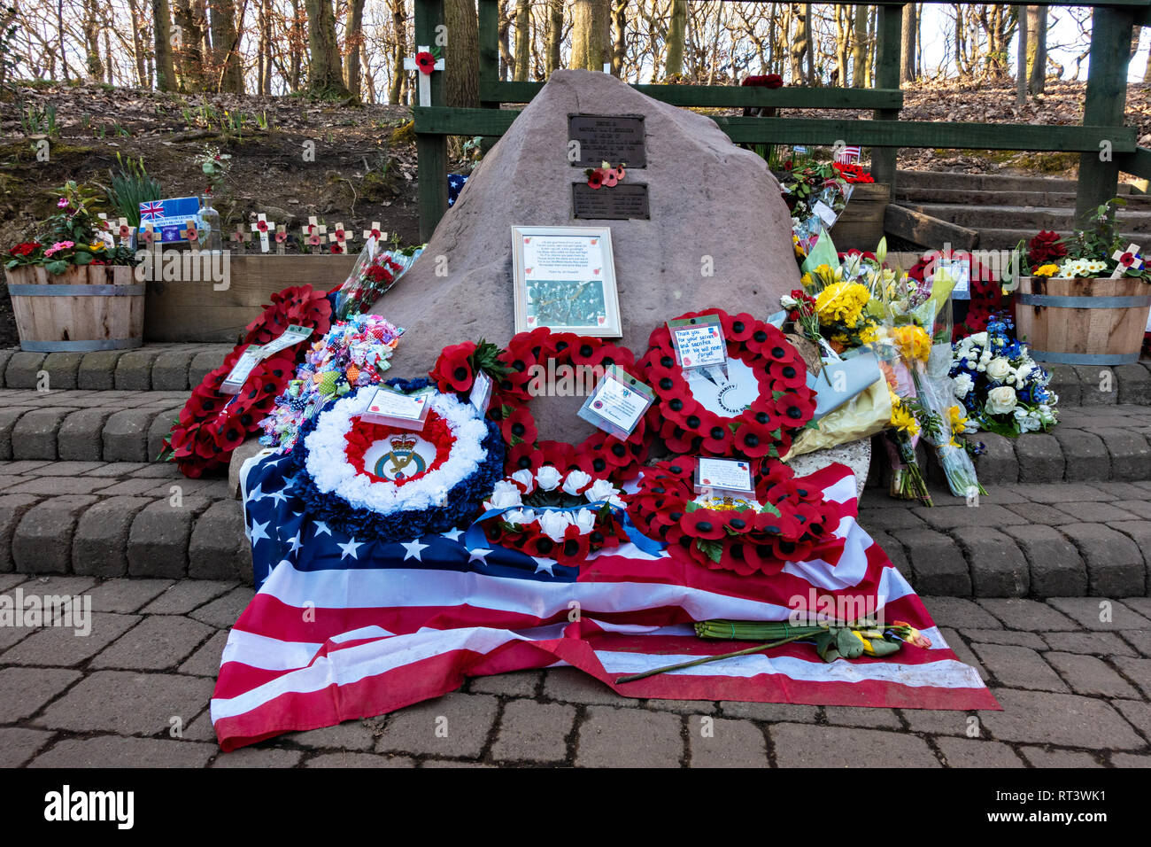 75 Jahre Gedenken an den Tod von 9 Flieger, die in Endcliffe Park Sheffield 1944 abgestürzt Stockfoto