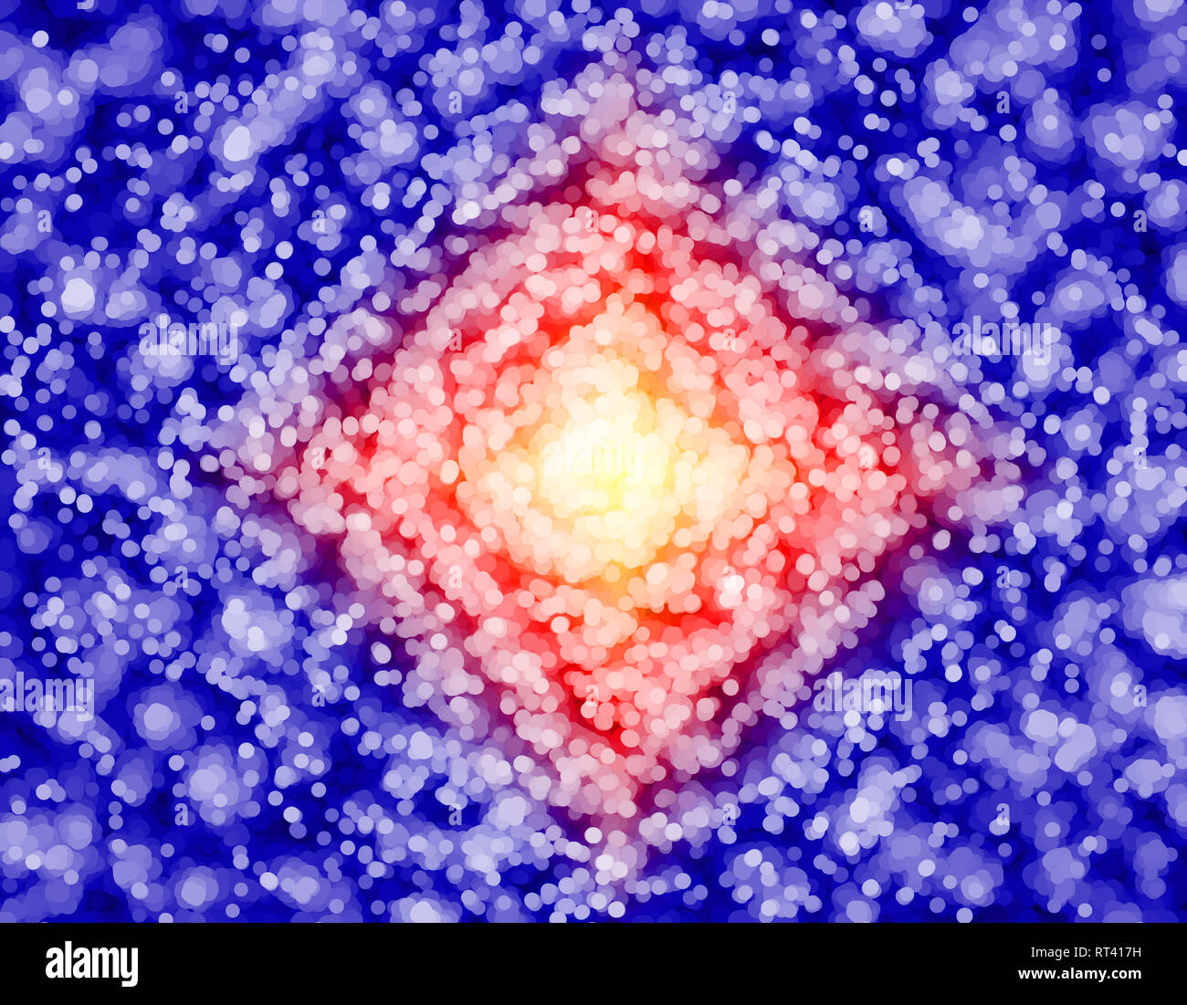 Blau, Rot und Lila abstrakte Runde gemusterten Hintergrund mit Schnee Effekt Stockfoto