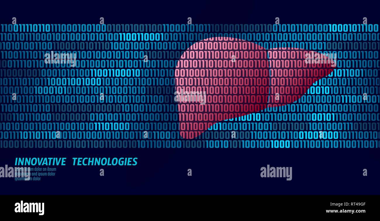 Gesunde Leber Entgiftung innere Organe. Der binäre Code Datenfluss. Doktor online innovative Technologie Vector Illustration Kunst Stock Vektor