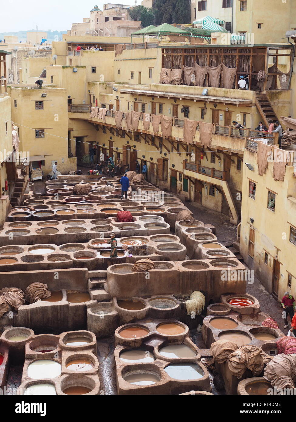 Medina von Fez Ledergerberei, Marokko Stockfoto