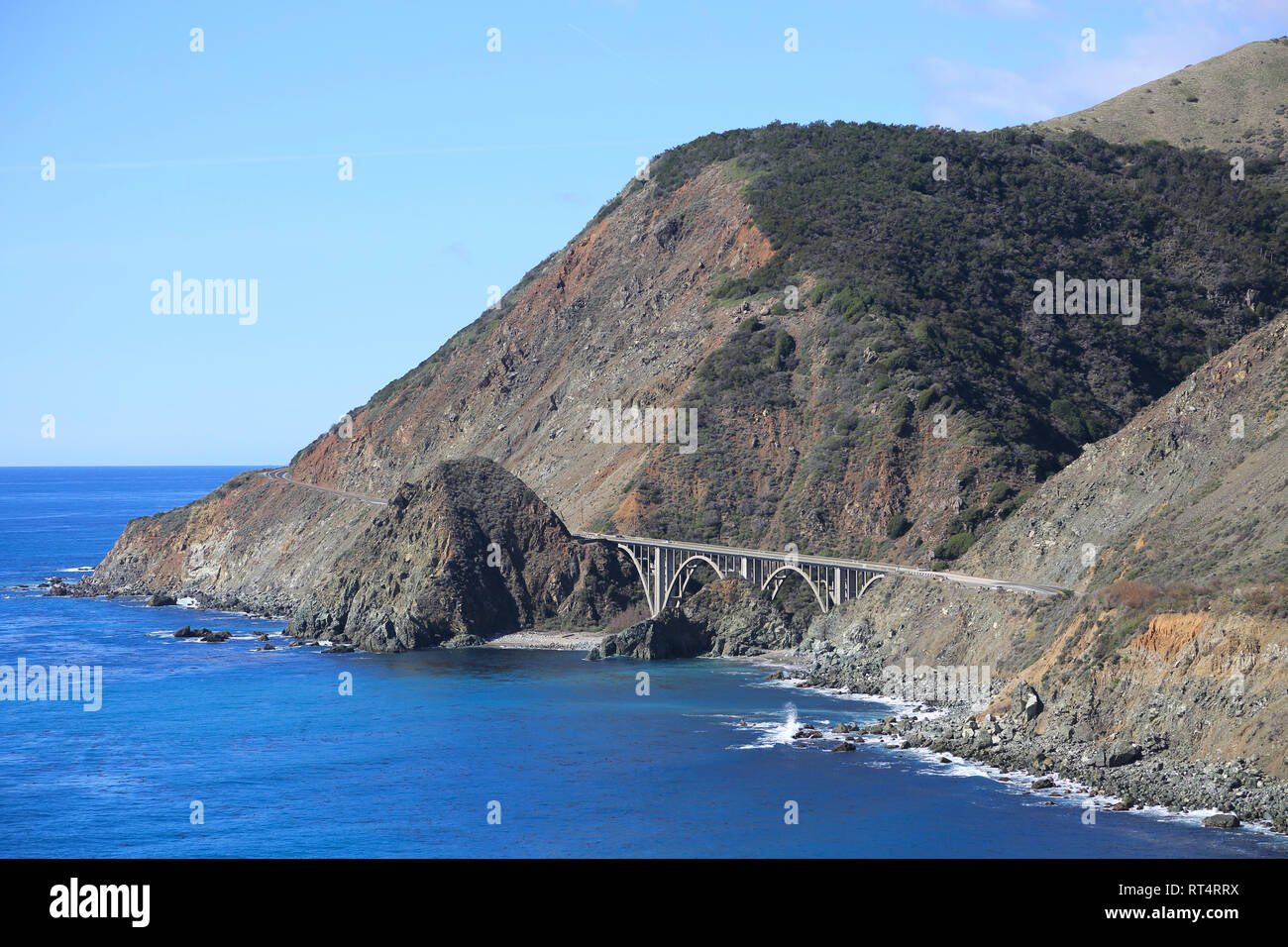 Big Sur Küste, Big Creek Bridge, Route 1, Landstraße 1, Pacific Coast Highway, Pazifischer Ozean, Kalifornien, USA Stockfoto