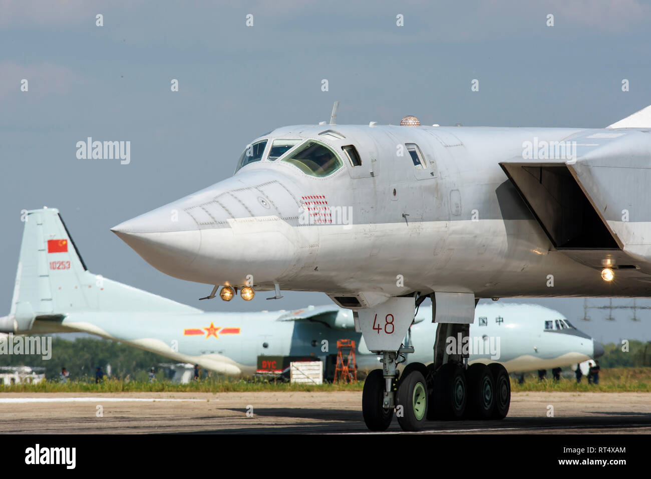 Eine russische Raumfahrt Kräfte Tu-22 M-3 Long Range bomber Flugzeug. Stockfoto