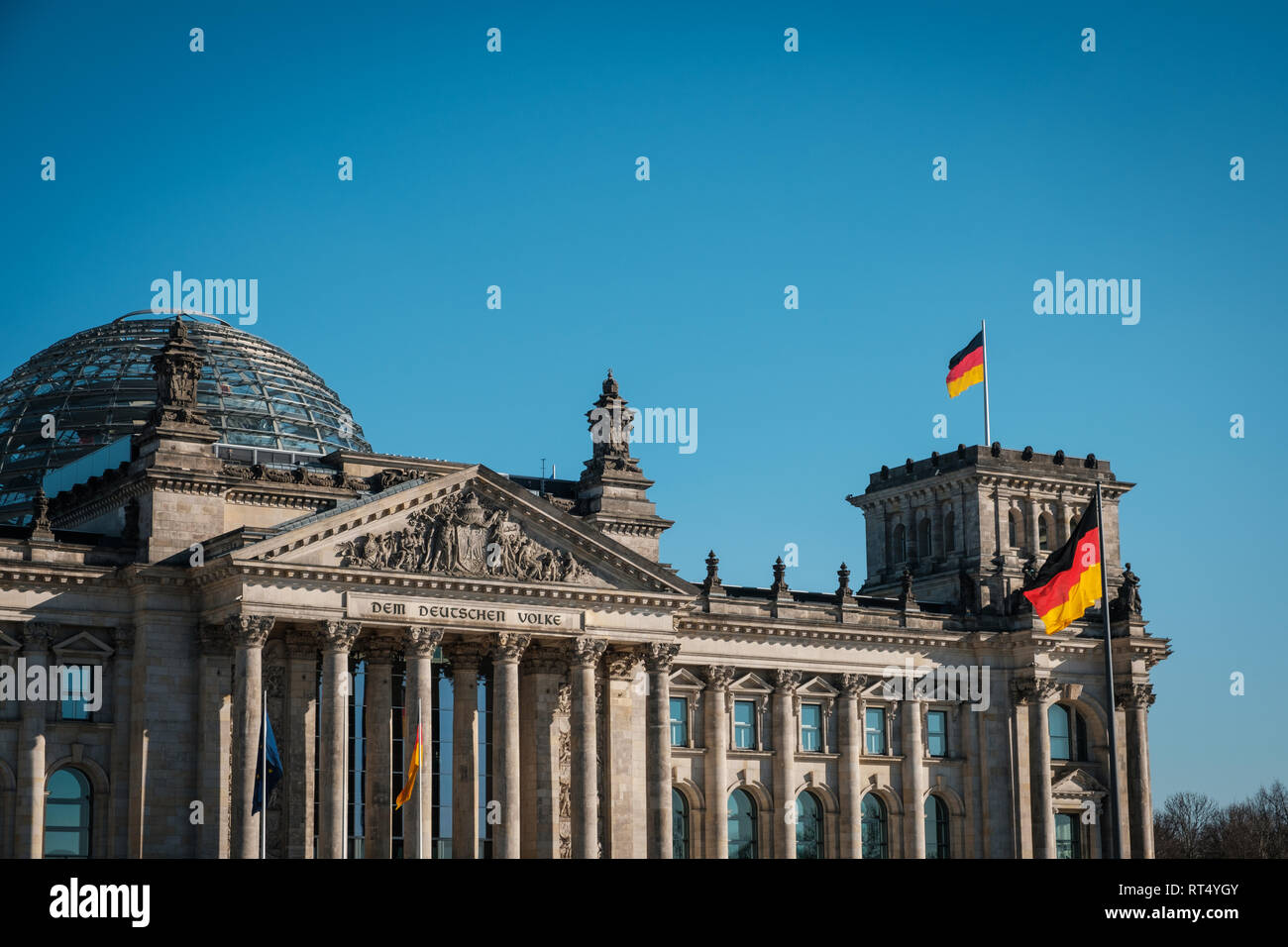 Berlin, Deutschland - Februar 2019: Der Deutsche Reichstag in Berlin, Deutschland Stockfoto