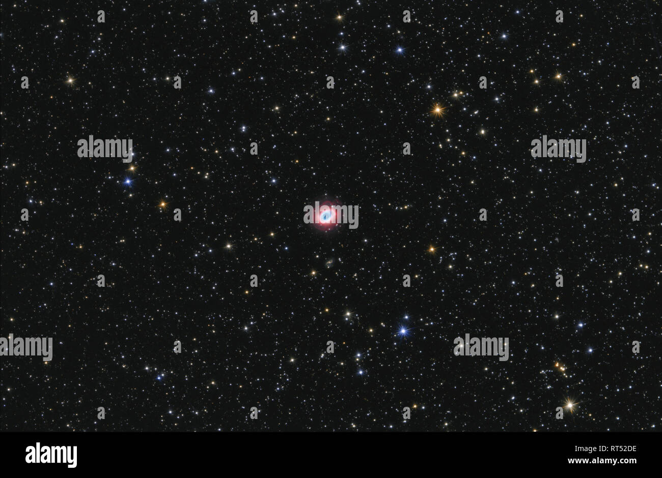 Der Ringnebel ist ein planetarischer Nebel im Sternbild Lyra. Stockfoto