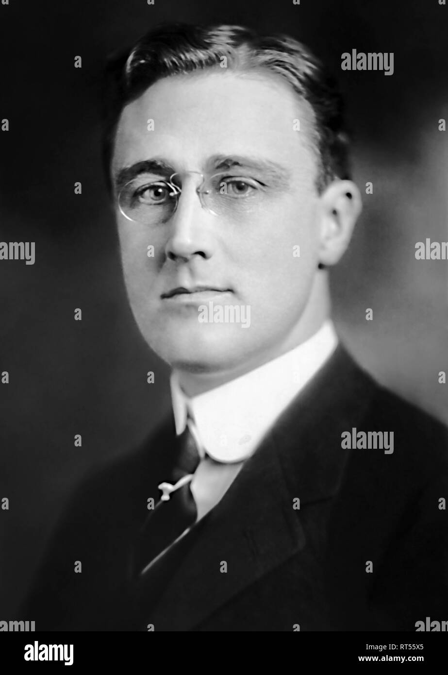 Amerikanische Geschichte Drucken von Franklin D. Roosevelt während seiner Zeit als Assistent Sekretär der Marine. Stockfoto