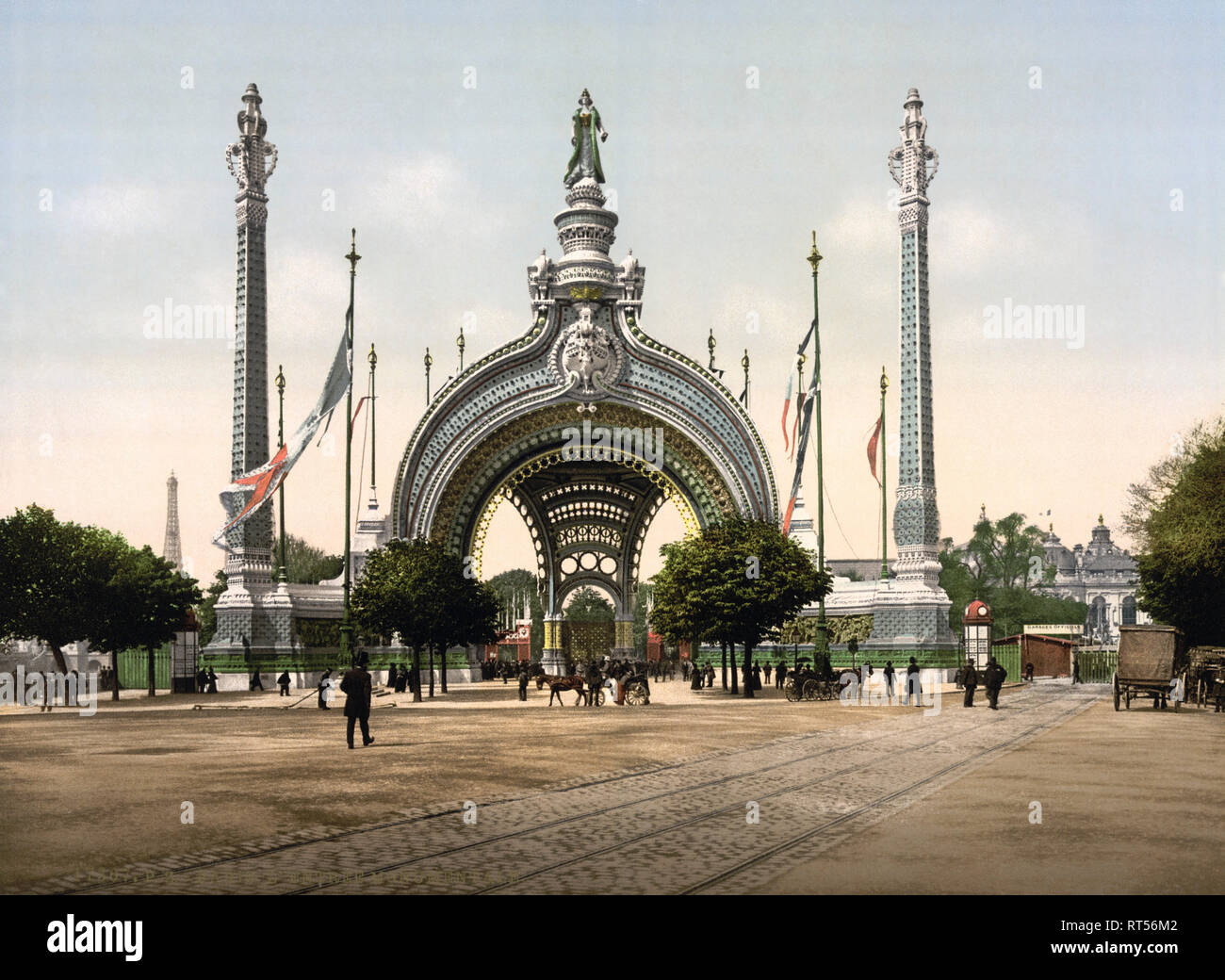 Die großen Eingang begrüßte die Besucher der Exposition Universelle in Paris, Frankreich, 1900. Stockfoto