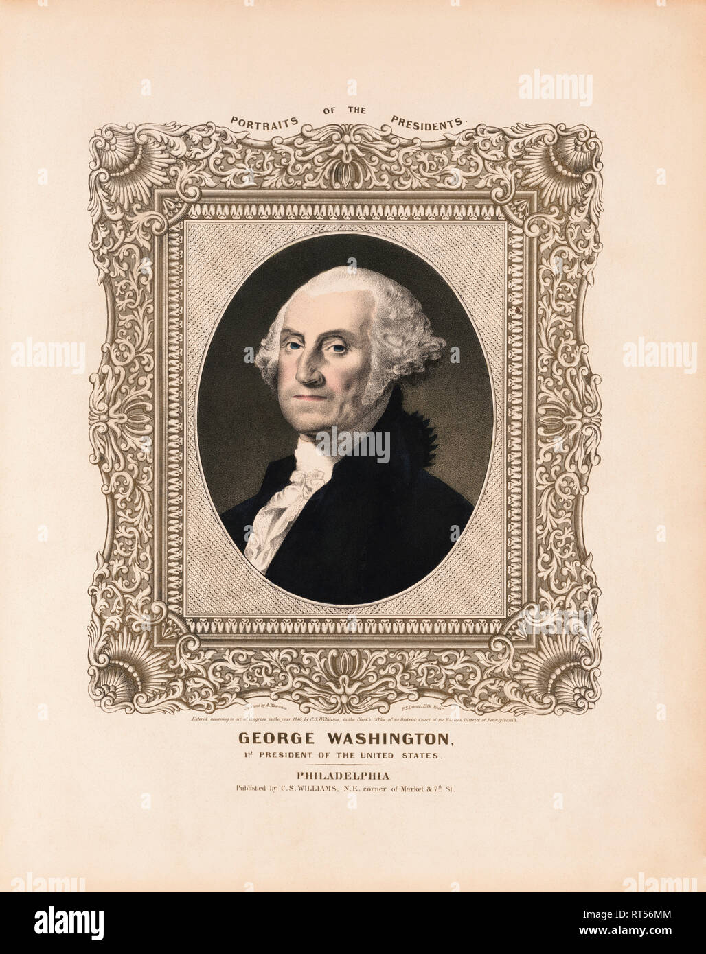 Amerikanische Geschichte Drucken von Präsident George Washington. Stockfoto